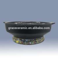 Chaozhou Factory Personalized Deal Matte Black 6/8/10/15 inch Traditional Ethiopia Food Meat Dish Big Ceramic Bowl