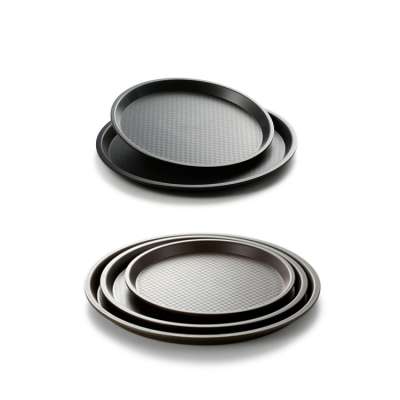 factory wholesale new non slip restaurant serving black plastic round tray