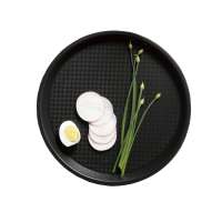 factory wholesale cheap price non slip black plastic large serving tray