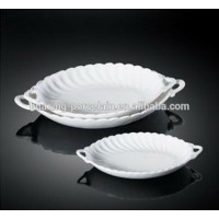 popular design factory oem porcelain leaf plate with handle