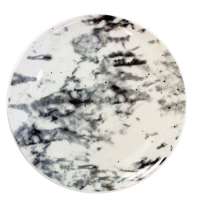 Modern design round shape ceramic marble charger plates with golden dot