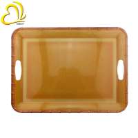 19.75" Inch Square Plastic Tray Large Bamboo Square Print Melamine Tray