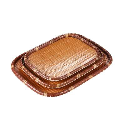 factory wholesale bamboo basket plastic melamine oval bamboo plate