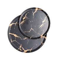 guangzhou supply melamine black colored marble charger plate wholesale black charger plate